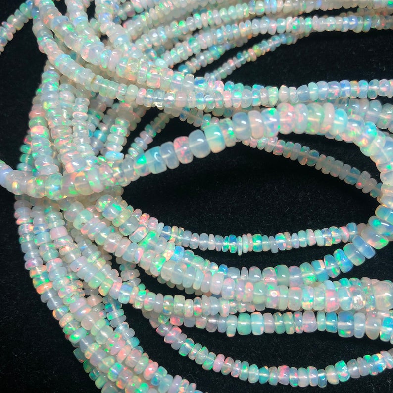 Natural Ethiopian Opal Stone Smooth Rondelle Beads Strand Supplier