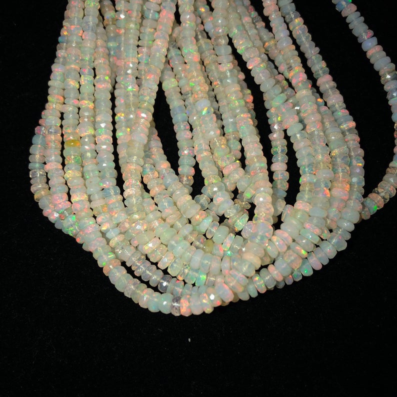 Natural Milky Ethiopian Opal Stone Smooth Rondelle Beads Strand Supplier
