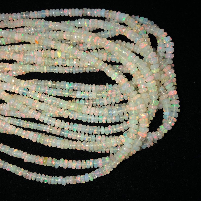 Natural Milky Ethiopian Opal Stone Smooth Rondelle Beads Strand Supplier