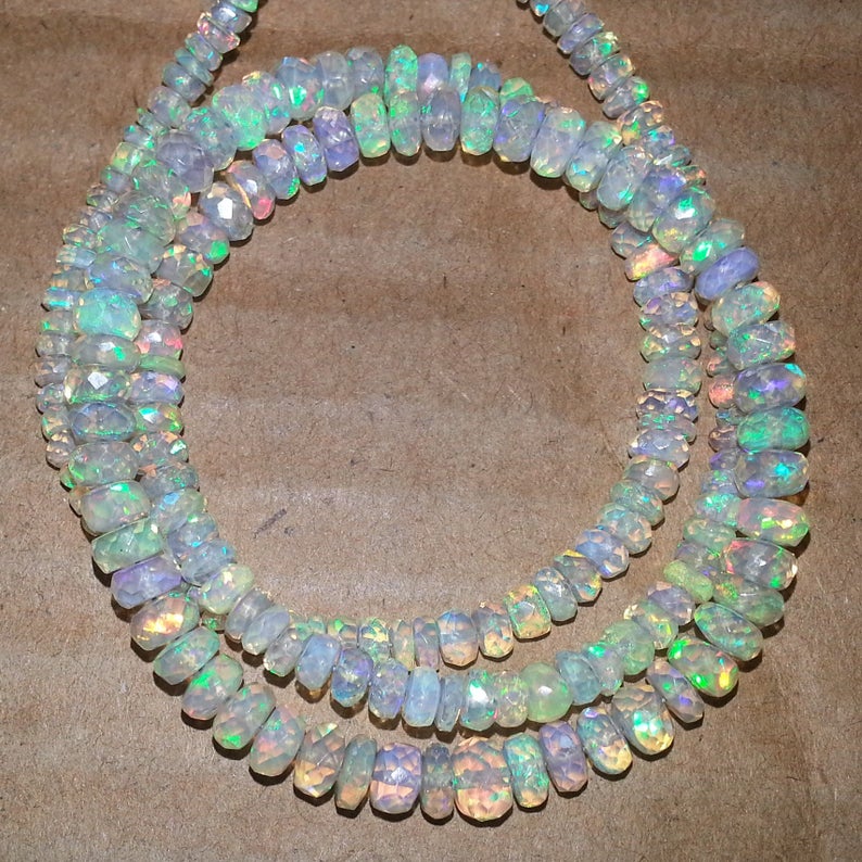 Natural Blue Ethiopian Opal Faceted Beads Strand Supplier