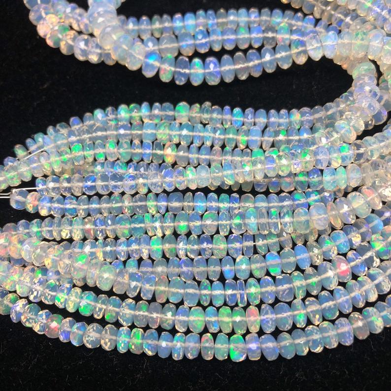 Natural Blue Ethiopian Opal Faceted Beads Strand Supplier