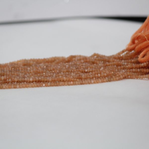 Natural 3mm Peach Moonstone Stone Faceted Beads Strand Supplier
