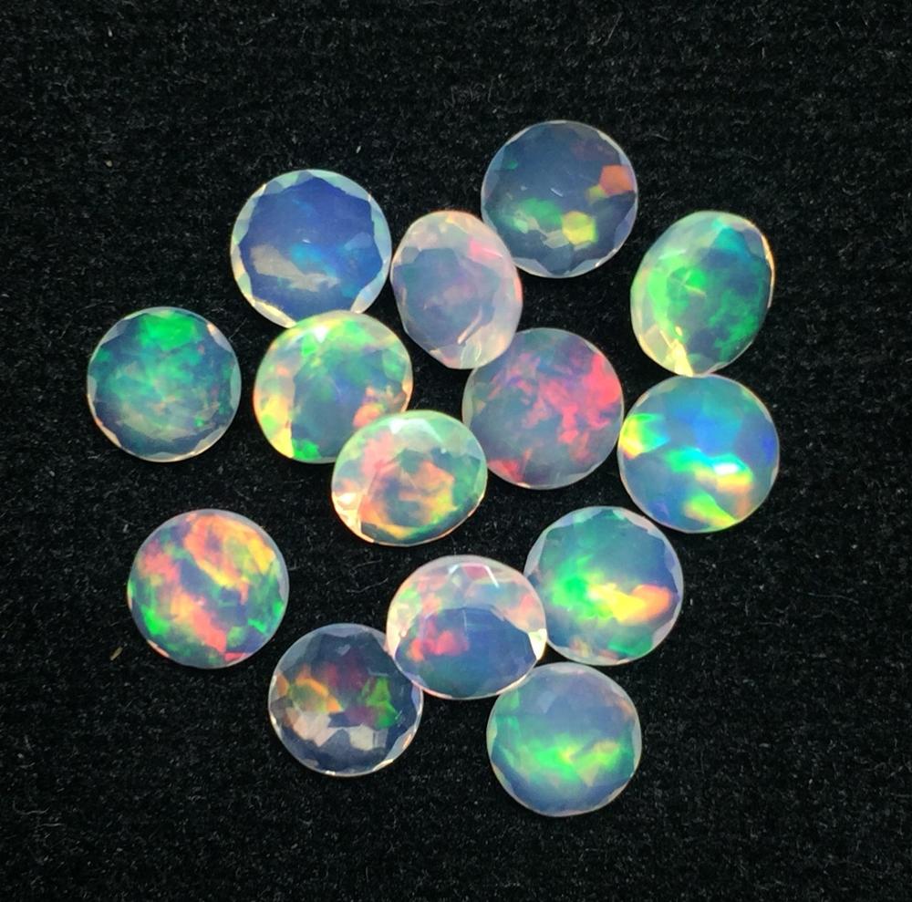 5mm Natural Fire Ethiopian Opal Round Faceted Loose Stone Exporter