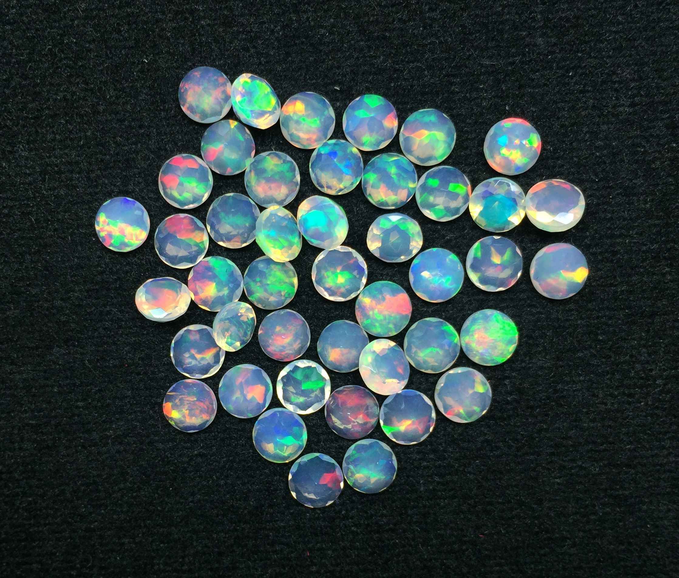 5mm Natural Fire Ethiopian Opal Round Faceted Loose Stone Exporter
