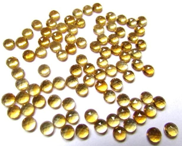 3mm Natural Citrine Loose Round Rose Cut Gemstone Exporter