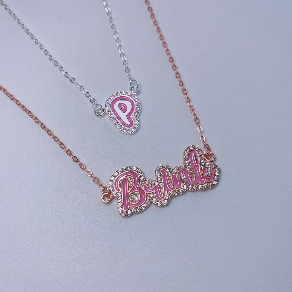 S925 sterling silver Cz Zircon Letter Necklace Jewelry Gold Chain Exporter
