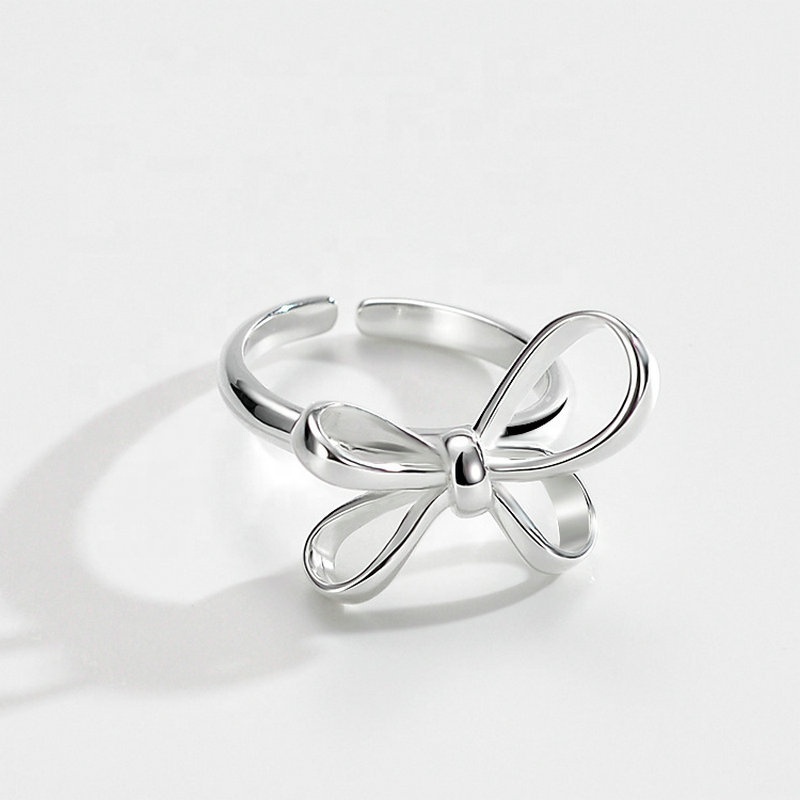 Chic Elegant Butterfly Knot Charm 925 Sterling Silver Rings Exporter