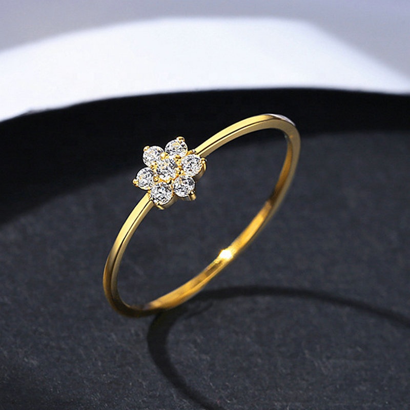 Flower Charm 14K Gold Plated 925 Silver Rings Exporter