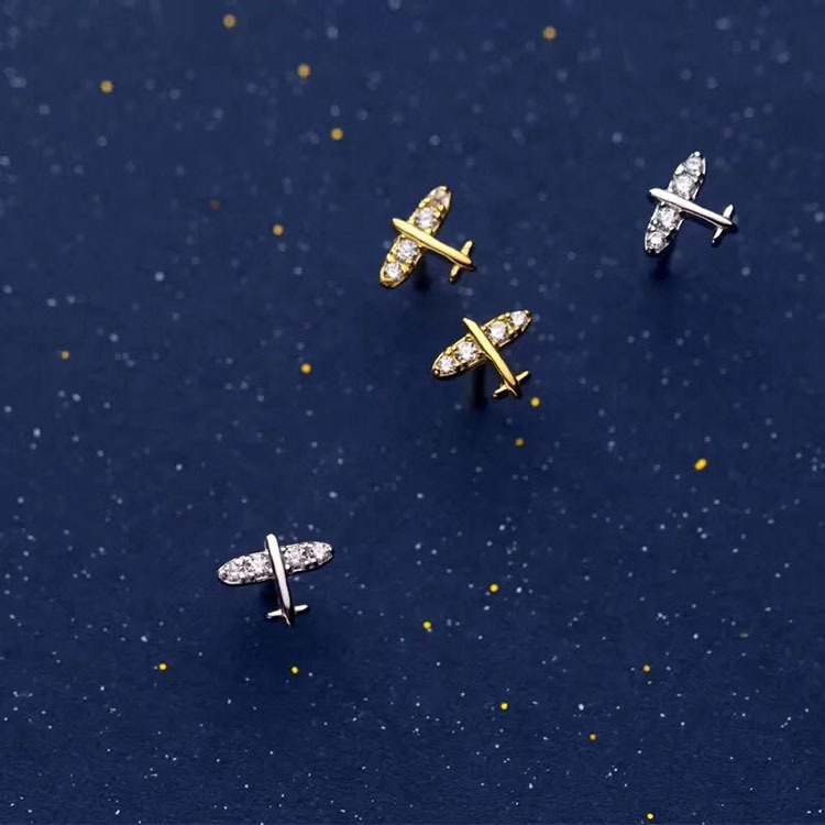 S925 Silver 18k Gold Plated Tiny Plane Earring Exporter