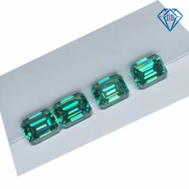Emerald cut loose green moissanite diamond with GRA certificate Exporter