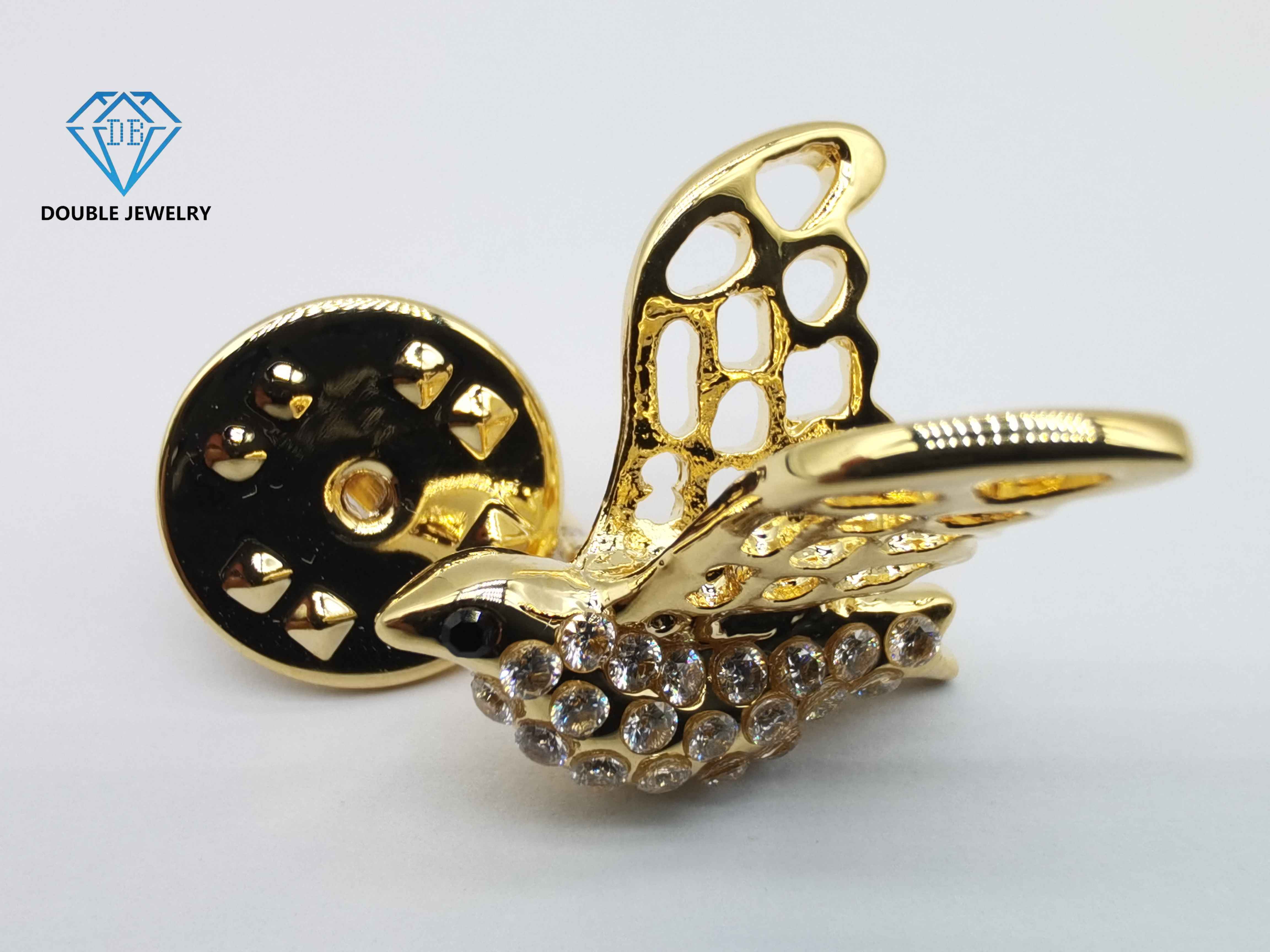 Luxury Small Bird Shaped Moissanite Brooch High Quality Supplier