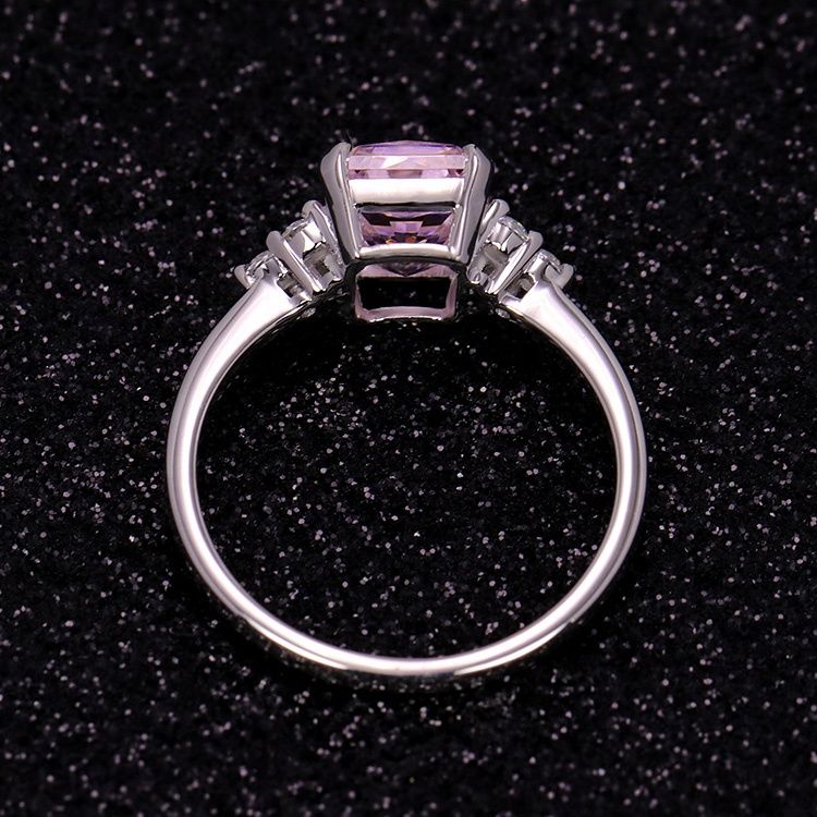 925 silver gold plated 2 carat crushed ice cut pink cubic zirconia ring Exporter