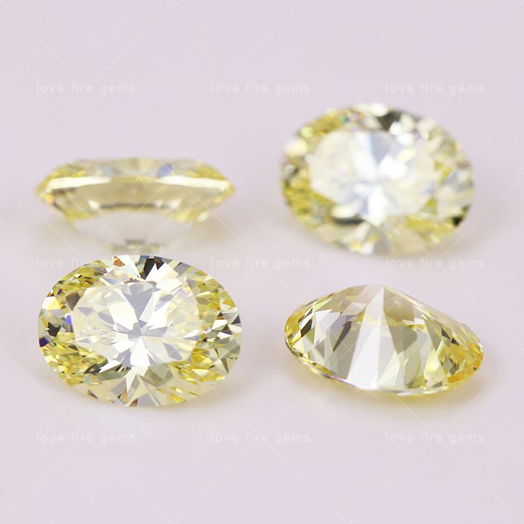 5A grade canary yellow oval cut synthetic cz gems loose oval zircon Exporter