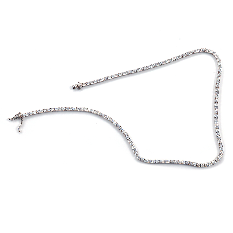 Wholesale Sliver 3mm Moissanite Tennis Necklace 925 Sterling Sliver