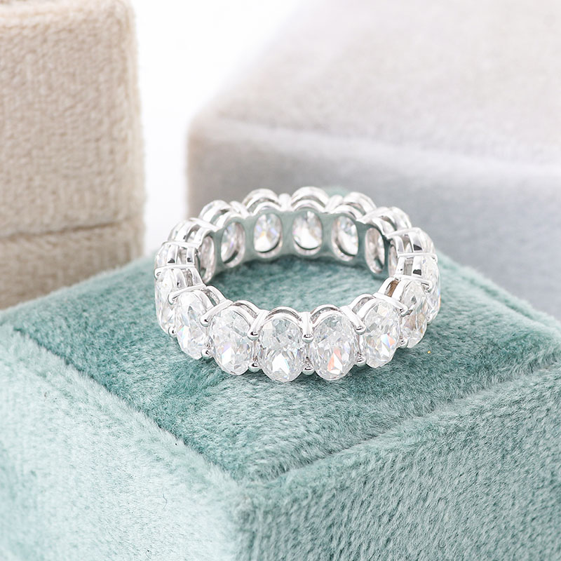 Moissanite diamond oval 4*6mm simple silver ring bands Supplier