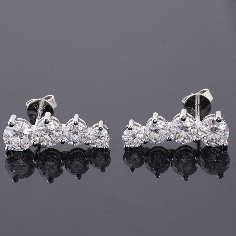18k solid Gold Ear Crawlers moissanite Dainty Earrings Supplier