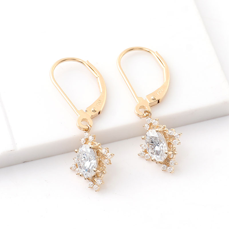 14k Gold Earrings Drop Dangle Lever back Latch Back Earrings Supplier