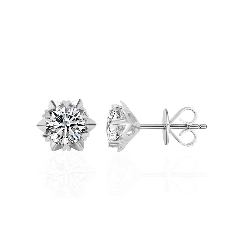 Round T Nearly Colorless (GHI) 0.5 Carat Moissanite Stud Earrings Exporter