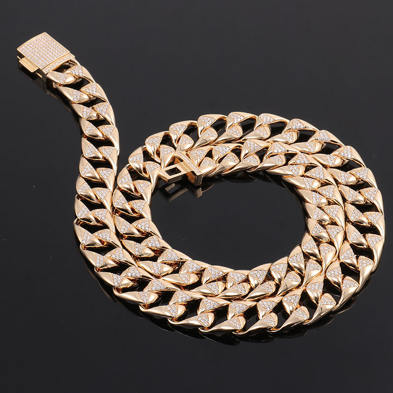 High quality iced out Diamond moissanite baguette cuban chain Exporter