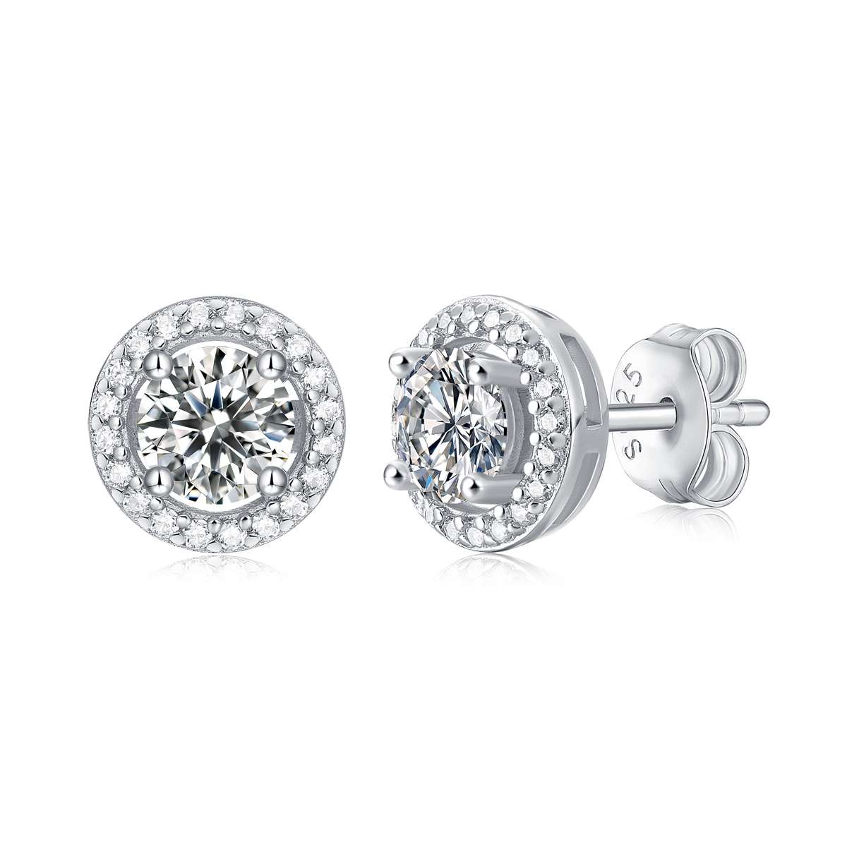 Silver Stud 18K Round Shape S925 1Carat Moissanite Earrings Exporter