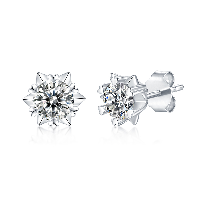 18K Gold Earrings S925 0.5Carat Moissanite Earrings Supplier