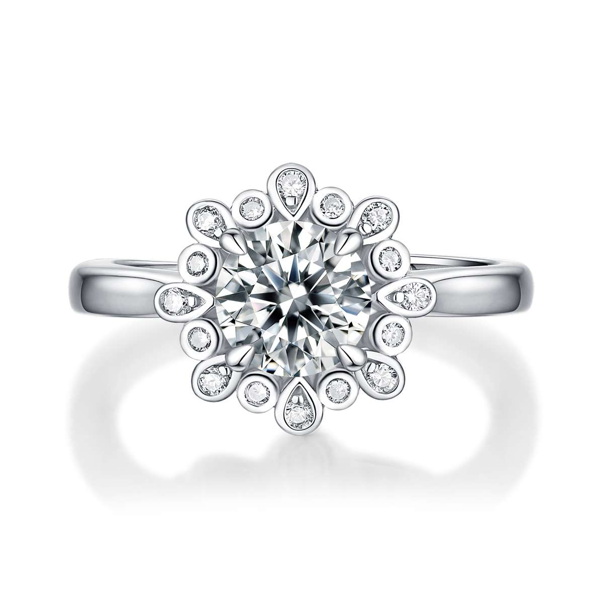 Flower Moissanite Ring S925 Wedding Ring Supplier