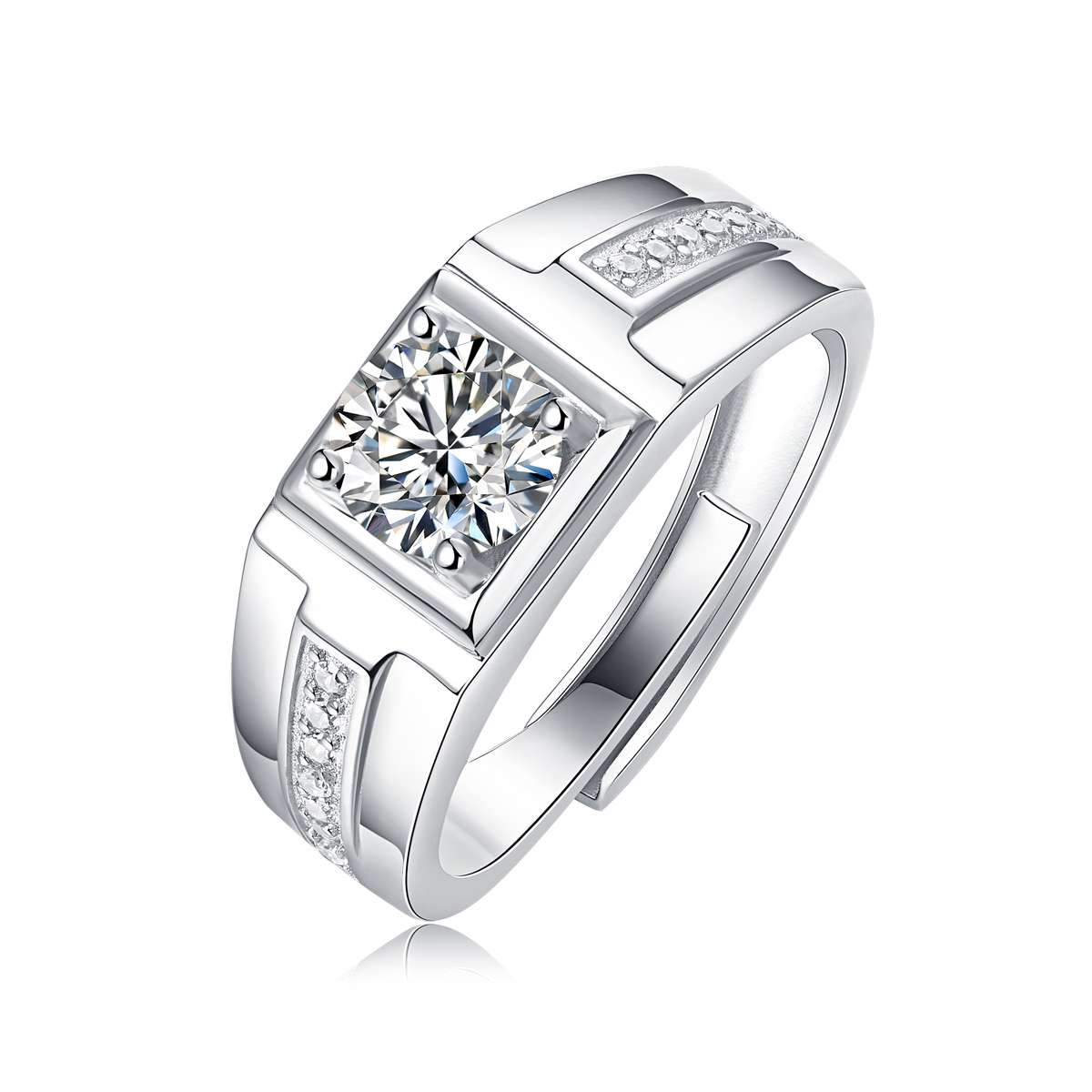 18K Gold Moissanite Ring S925 Wedding Men's Ring Supplier