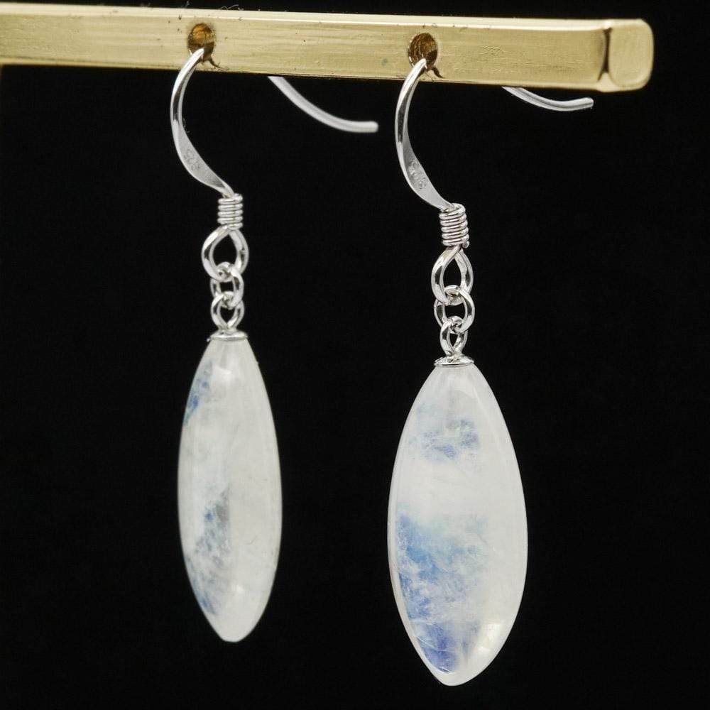 Silver 925 Rainbow Moonstone Flat Drop Teardrop Dangle Earrings Supplier