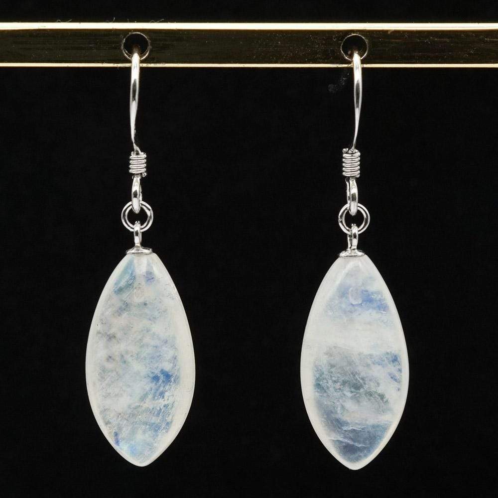 Silver 925 Rainbow Moonstone Flat Drop Teardrop Dangle Earrings Supplier