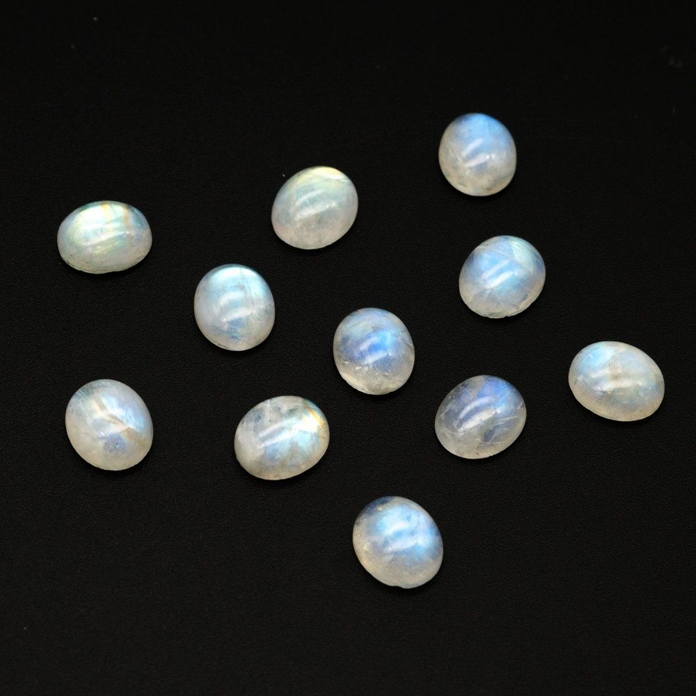 Rainbow Moonstone Cabochon Flat Back Oval Factory Loose Gemstone Exporter