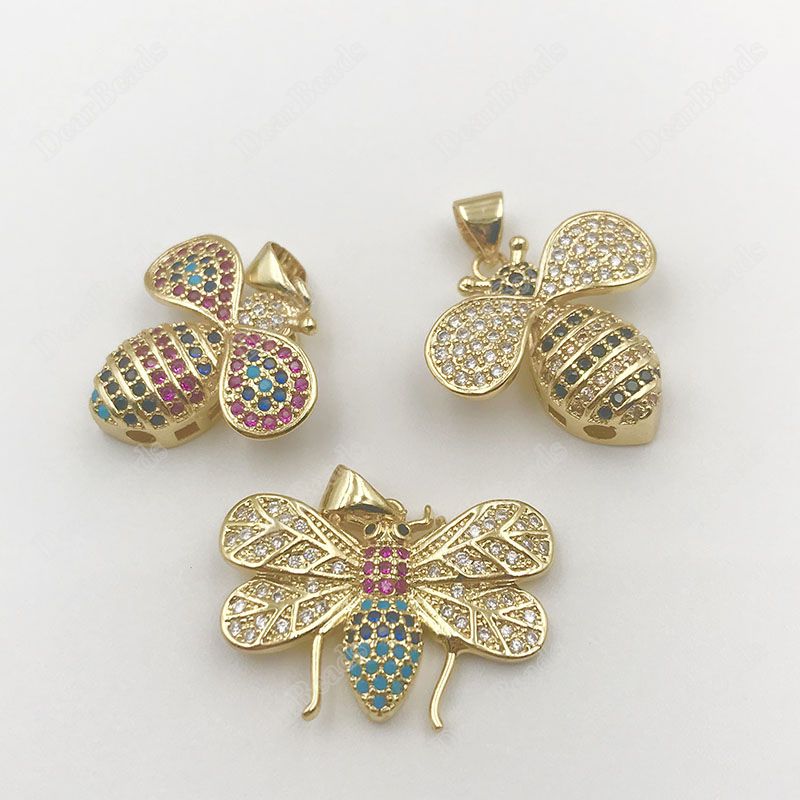 Pave Rainbow Cubic Zirconia CZ Honey Bee Pendants Wholesaler