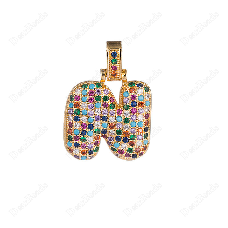 Pave Rainbow Cubic Zirconia CZ Alphabet Necklaces Wholesaler