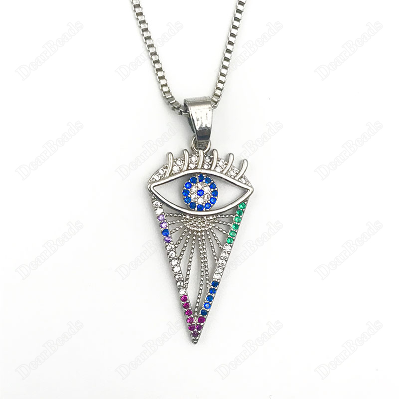 Multi Color Rainbow Micro Pave Cubic Zirconia CZ Evil Eye Necklaces Wholesaler