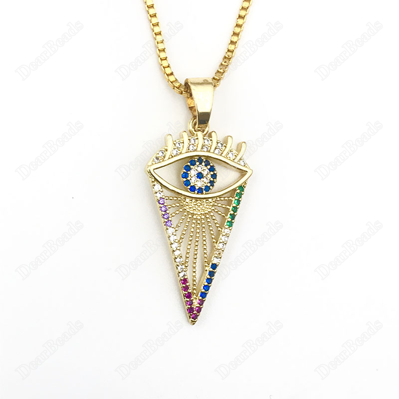 Multi Color Rainbow Micro Pave Cubic Zirconia CZ Evil Eye Necklaces Wholesaler