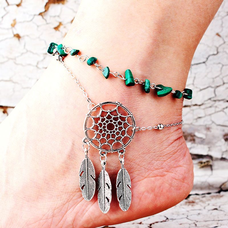 Turquoise Beaded Dreamcatcher Pendant Anklet Exporter