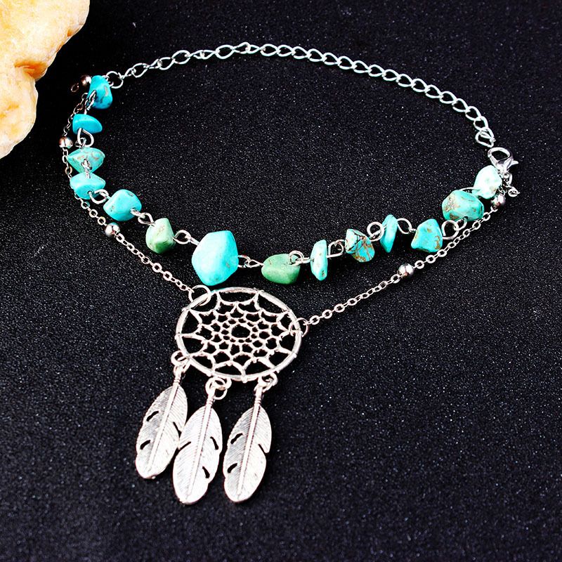 Turquoise Beaded Dreamcatcher Pendant Anklet Exporter