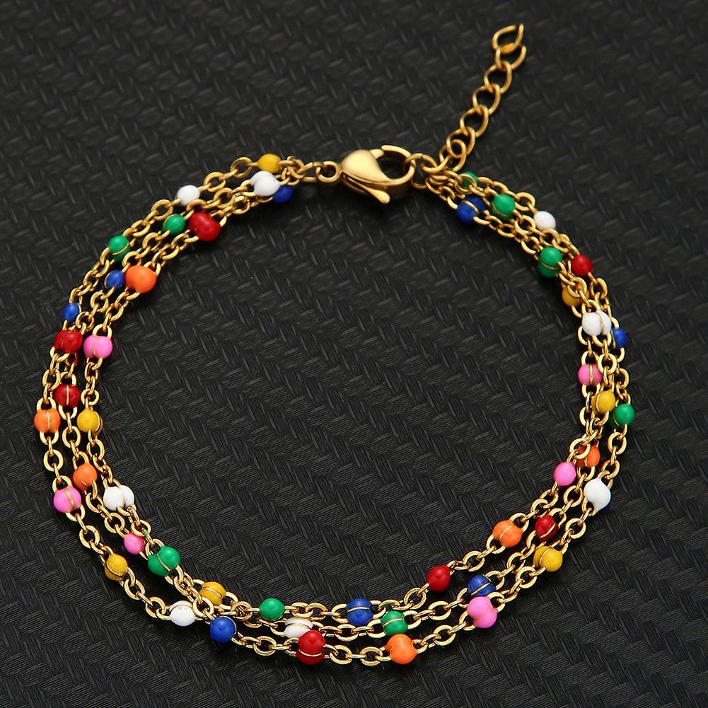 Handmade Measle Beades Stainless Steel Multilayer Anklet Exporter