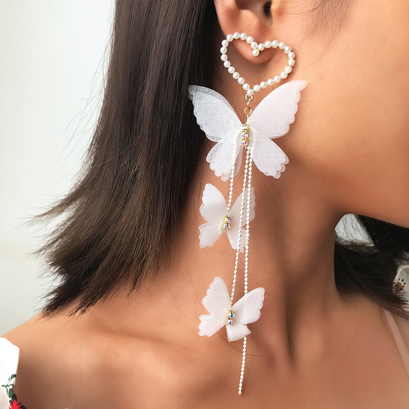 Temperament Love Pearl White Butterfly Long Earrings Supplier