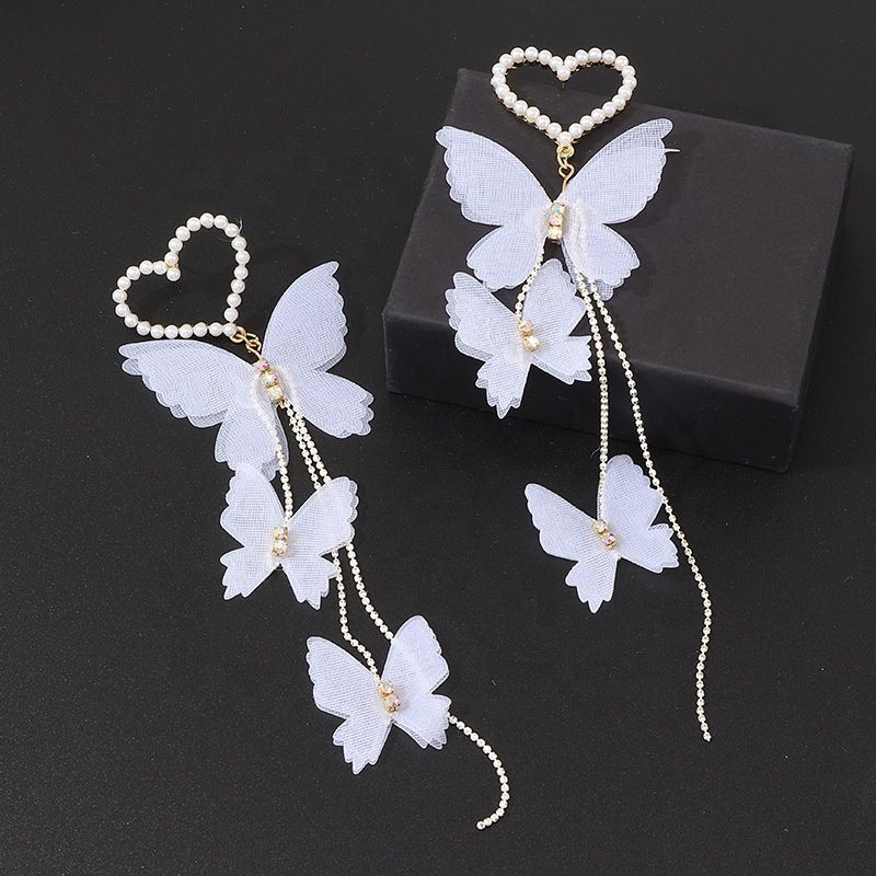 Temperament Love Pearl White Butterfly Long Earrings Supplier