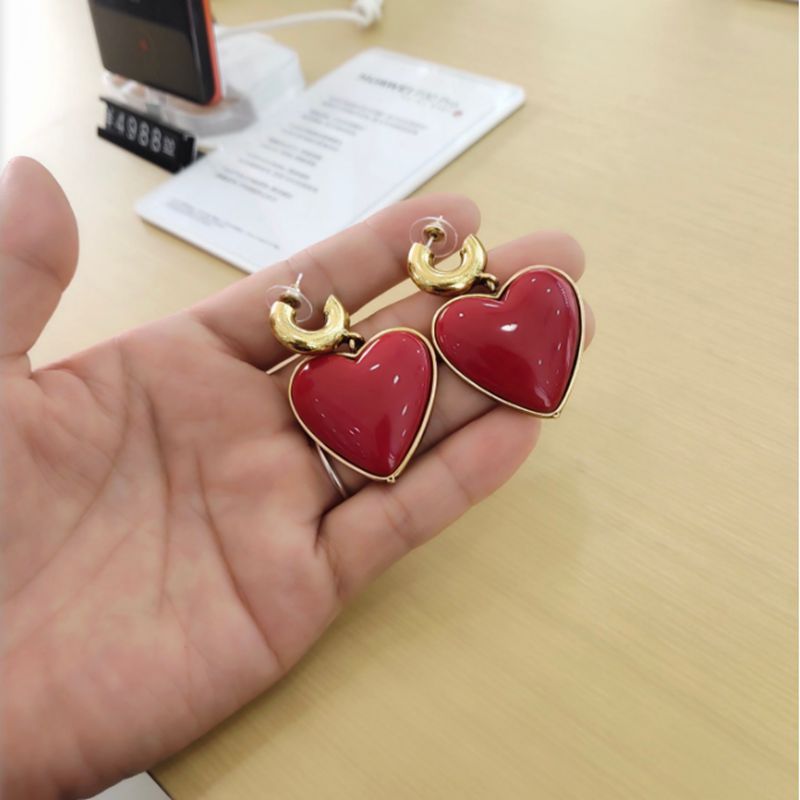 Fashion Show Red Heart Earrings Popular Jewelry Supplier