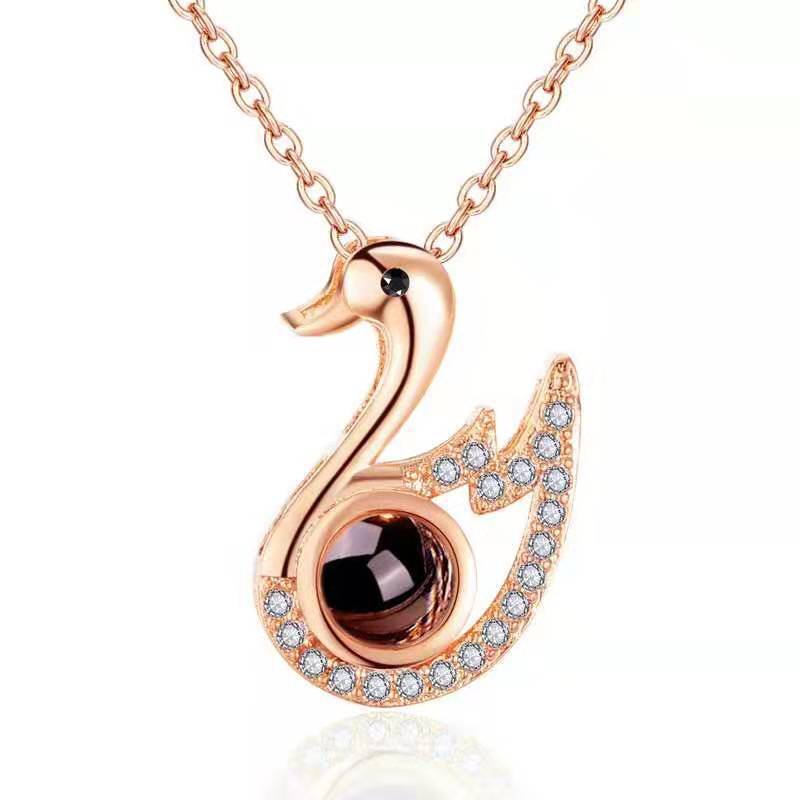Valentine Day Pendant 100 language I love you silver necklace Exporter