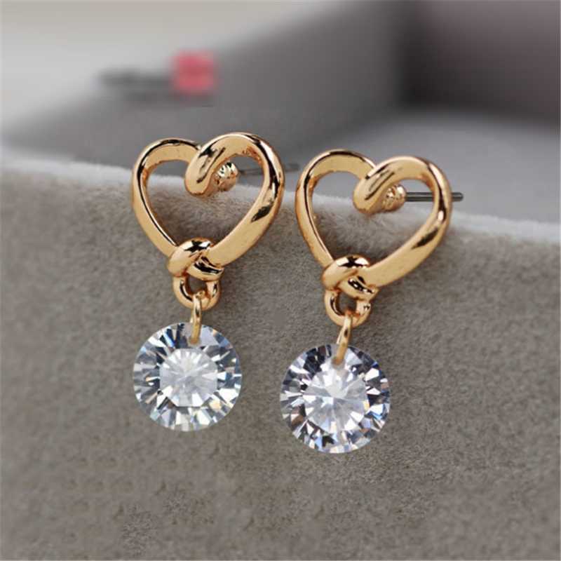 Gold heart shaped earring crystal stud earrings Exporter
