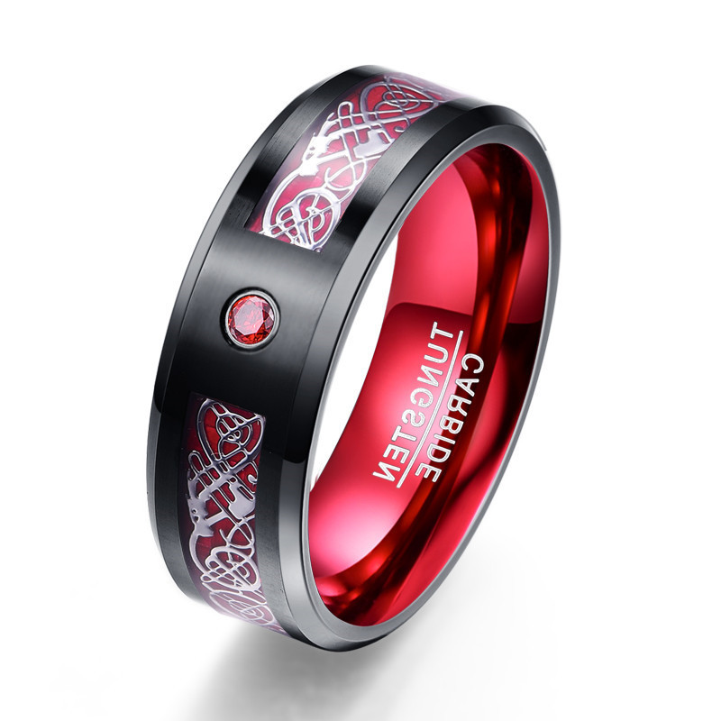 Latest style Carbon Fiber Scrub Blue Zircon Men Rings Exporter