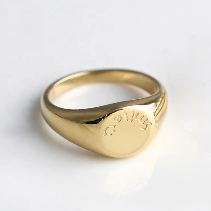 Engraved ring stainless steel 14k gold plated Supplier