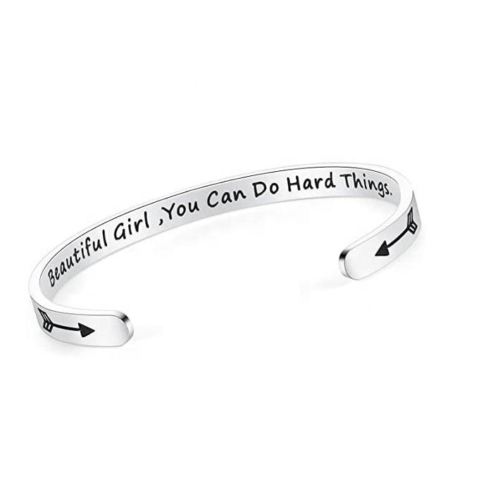 Stainless Steel Engraved Inspirational Cuff Bracelet Supplier