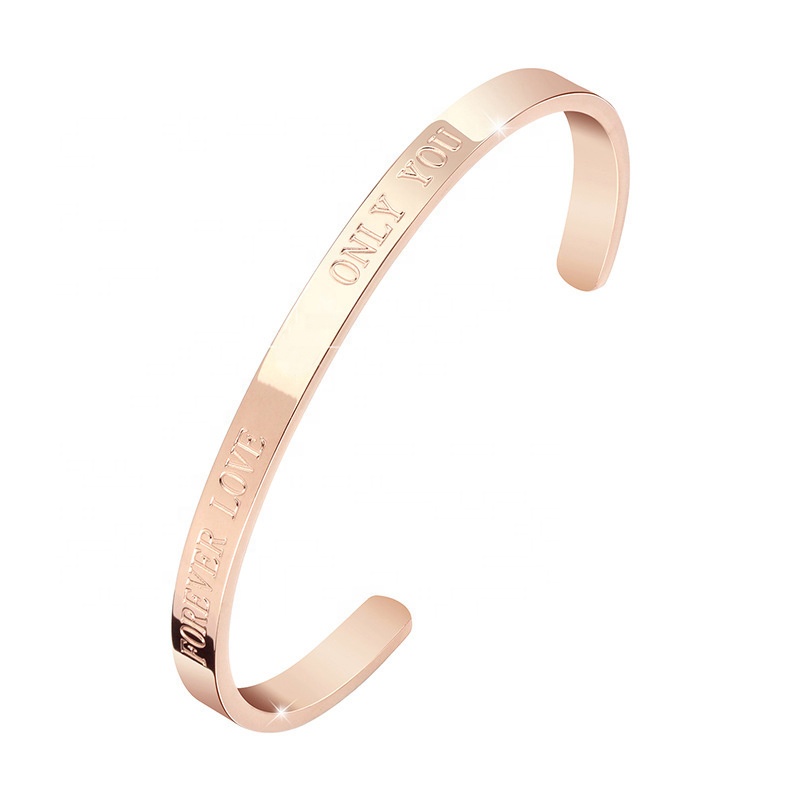 Stainless Steel Cuff Bangle 18k Gold Plated Open Bracelet Supplier