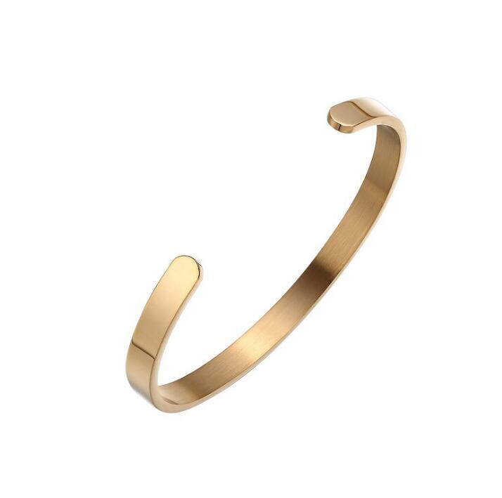 Stainless Steel Cuff Bangle 18k Gold Plated Open Bracelet Supplier