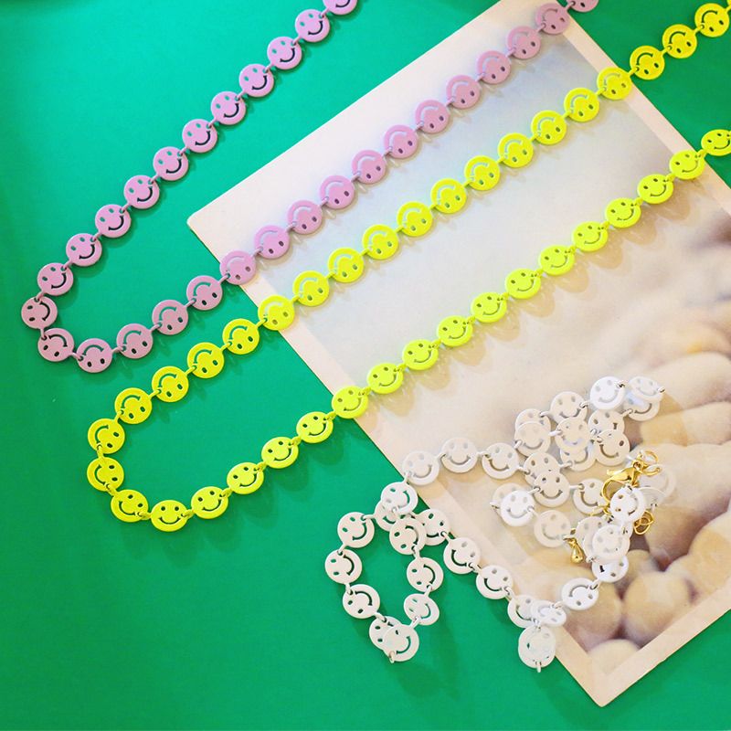 Colorful Enamel Smile Clavicle Chain Necklace Supplier