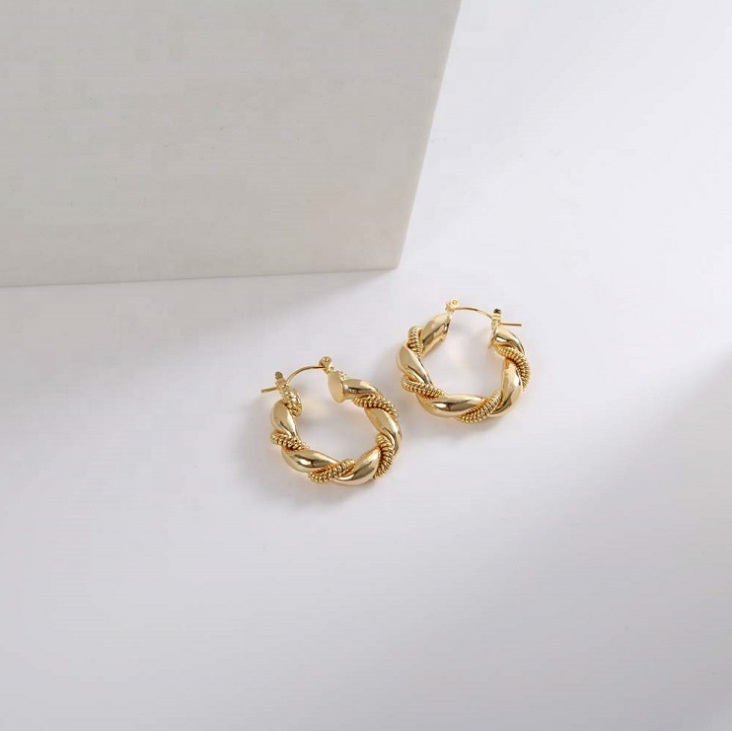 Stainless Steel Thick Twisted Hoop Earrings Supplier