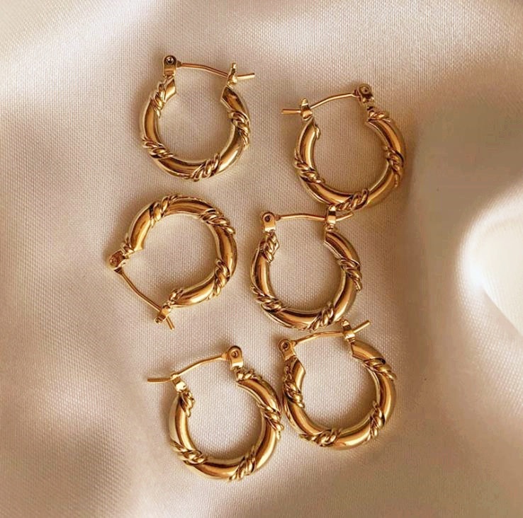 18k Gold Plated Chunky Thick Twist Hoop Earrings Supplier